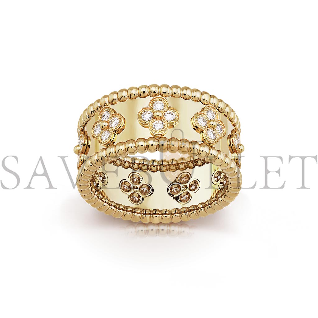 VAN CLEEF ARPELS PERLÉE CLOVERS RING, SMALL MODEL - YELLOW GOLD, DIAMOND  VCARO9NC00